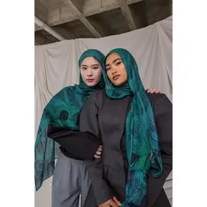 VELA Peacock Bloom Print Modal Hijab