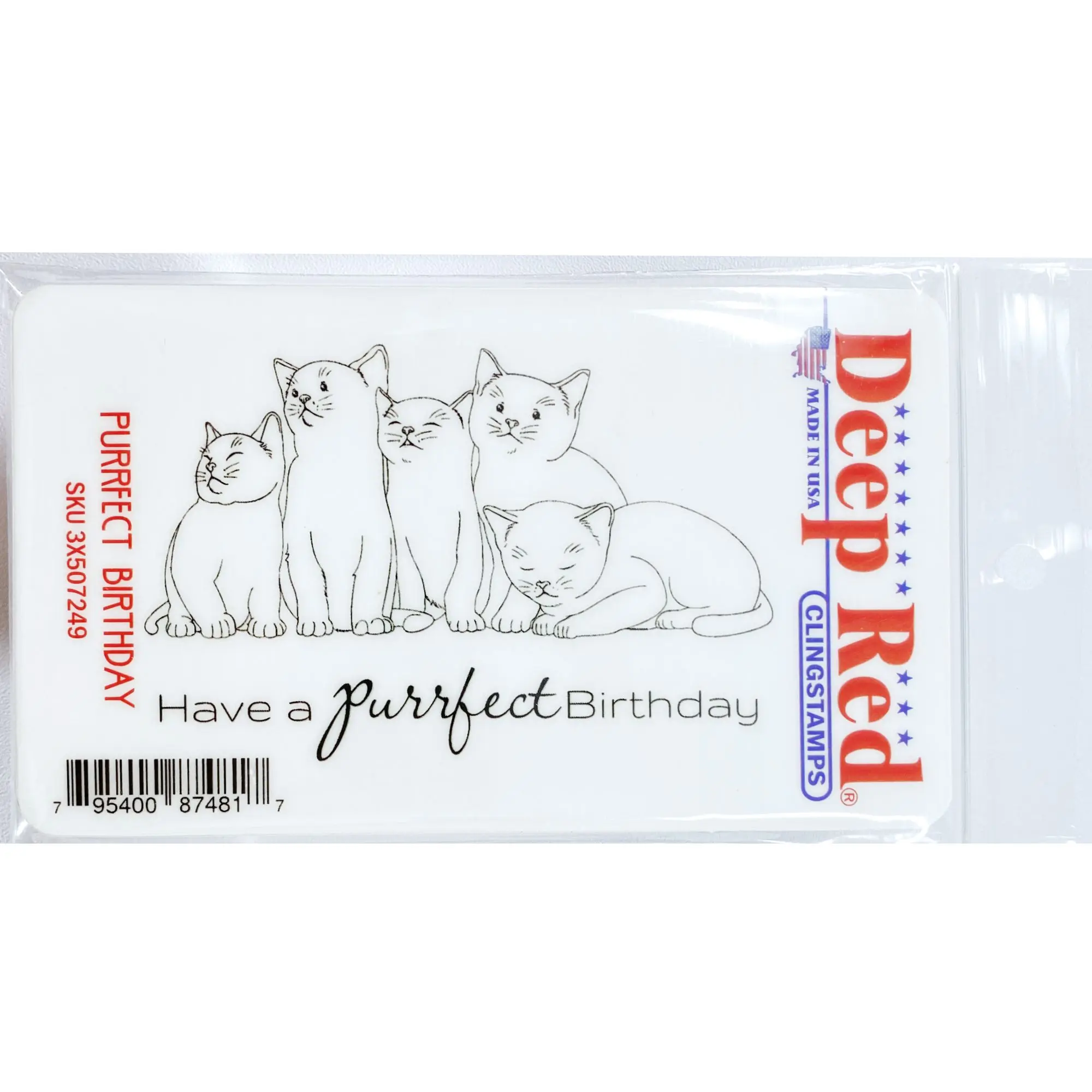 Purrfect Birthday Rubber Cling Stamp