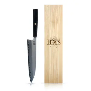 HMS 8-INCH GYUTO KITCHEN Knife - JAPANESE HAP40 TRIPLE-LAYER STEEL Blade Knives Wooden