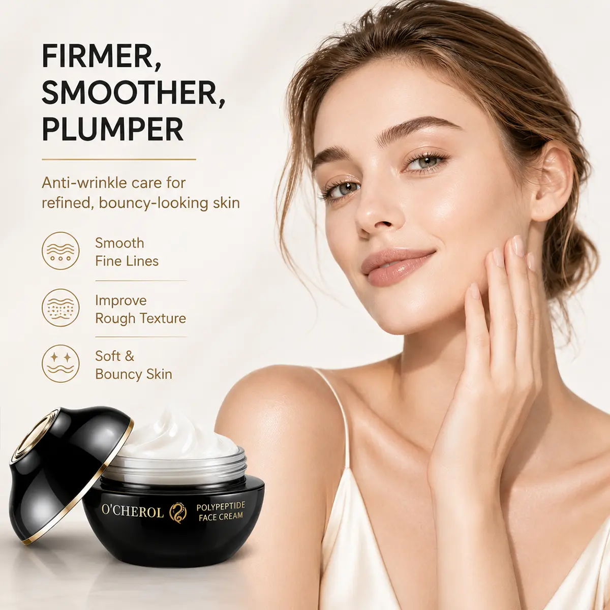 O'CHEROL Peptide Collagen Firming Facial Cream 50g - Deep Repair, Hydration, Anti-Wrinkle, All Skin Types Skincare Moisturizer - TikTok Black Friday Pick, Anti Aging Moisturizing, Deep Moisturizing Firming, Hydrate, Firming/Lifting, Advanced Firming