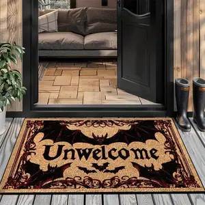 Halloween Dark Bat Design Unwelcome Door Mat, Plush Comfortable Welcome Decorative Rug for Home Entryway, Perfect for Living Room & Bedroom Decor, Soft Floor Mat