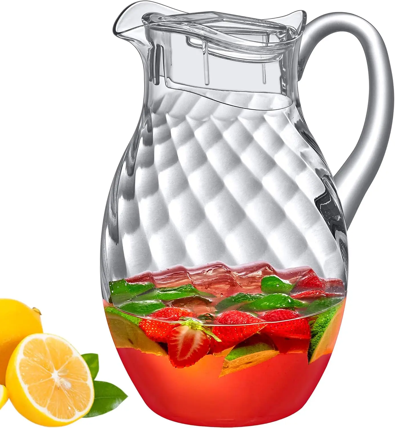 - Bubbly Whirly Grand - Plastic Pitcher (96 oz, 3 Quart), Clear Water Pitcher with Lid, Fridge Jug, , Shatter-Proof,  for Iced , Sangria, Lemonade, Juice, Milk, and More