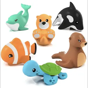 Tub Works Mold-Free Bath Toys for Babies & Toddlers - 6-Pack Soft Squeezable Marine Animals Clownfish Orca Sealed No-Hole Design BPA-Free Non-Toxic PVC Bathtime Pool Fun Ages 6 Months+