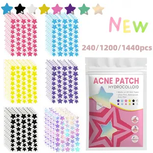 240/1200/1440pcs Six-Color Star Shaped Hydrocolloid Acne Patches Invisible Thin Breathable Comfortable Acne Spot Treatment Facial Acne Pimple Concealer Cover Stickers Cute Skin Care Patch For Women And Men