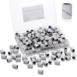 Sanding Bands for Nail Drill, 100 Pcs #240 Fine Grits Nail File Sanding Bands For Drill Bits, Nail Prep Smooth Polish, Upgrade Thicker Durable Sanding Drill Bit For Acrylic Nails Gel, Black