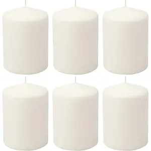 Unscented White Tall Pillar Candles, 35 Hour Burning Candle Pillars, Perfect for Decor, Weddings, Emergencies 3" X 4", 6 count