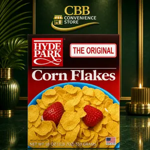 Cbb Convenience Store Hyde Park Premium Haitian Corn Flakes Breakfast Cereal - Natural, Crunchy, Fiber-Rich, Fruit-Infused, No Artificial Flavors/Colors, Vitamin & Mineral Source, 18oz US Pantry Food, Fruits