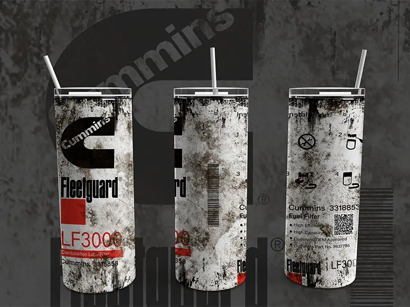 Cummins 20 oz Tumbler that looks like Oil Filter Drinkware Flasks Water Bottles Lid