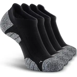 4 Pairs No Show Compression Athletic Socks Men's Thick Short Socks Low Cut Boat Socks Fashion Accessories