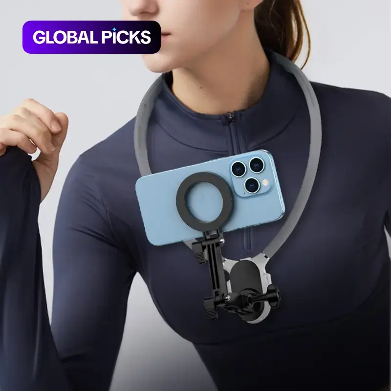 Magnetic Neck Phone Mount, Hands-Free Secure Holder for Phones, Adjustable Cellphone Holder for Vlogging, Compatible with iPhone 15/14/13/12 Series #GLOBAL PICKS