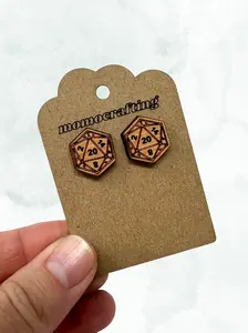 D20 Dice Stud Earrings (Cherry)