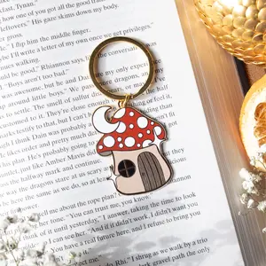 Mushroom Fairy House Hard Enamel Keychain