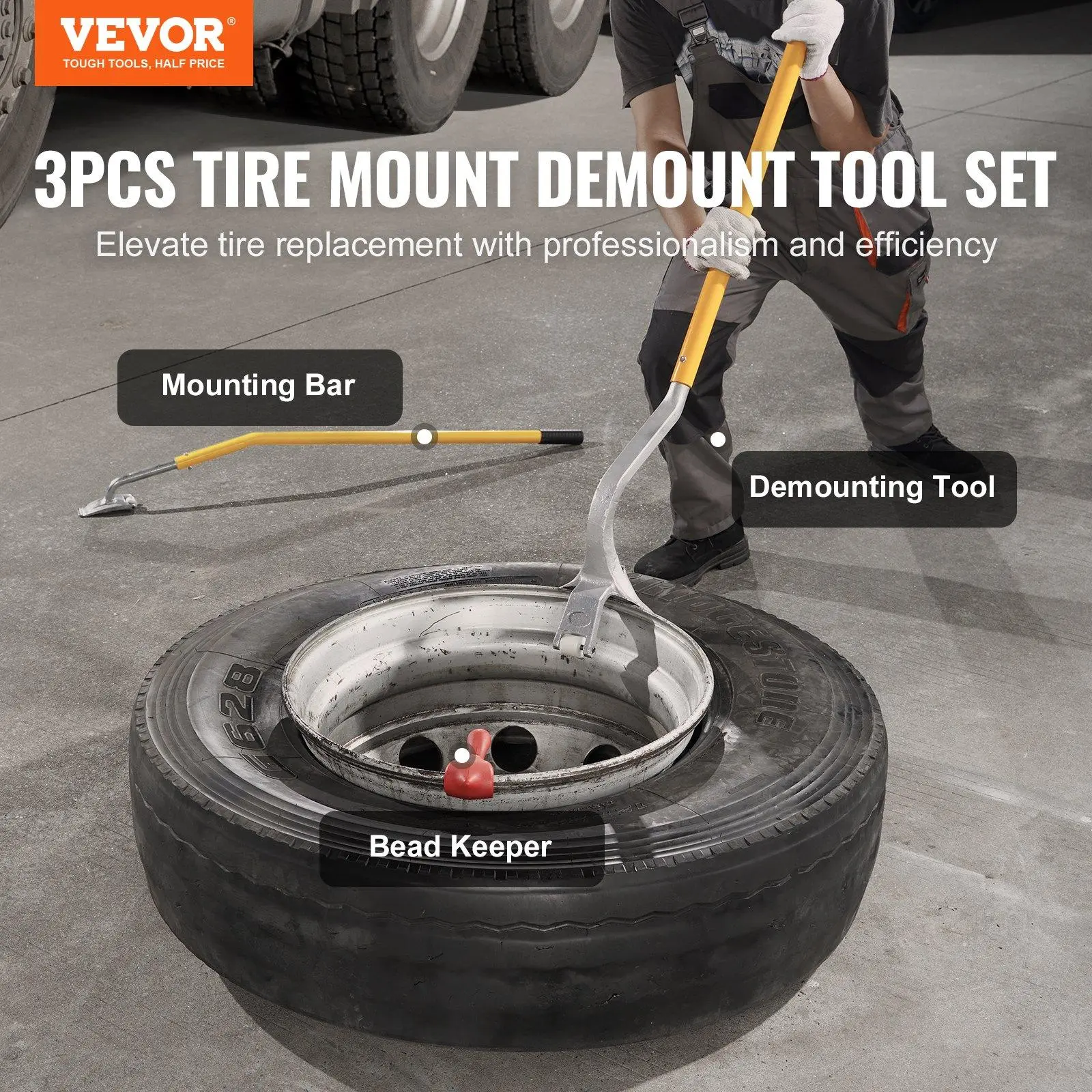 【summerfinds】VEVOR Truck Tire Changer, Automotive Maintenance & Car Repair Tools for Mounting, Demounting 22.5-24.5 in Radial, Bias Ply, Tubeless Tires, Automotive Maintenance Tools, Tire Changing Kit, Tire Removal Tool