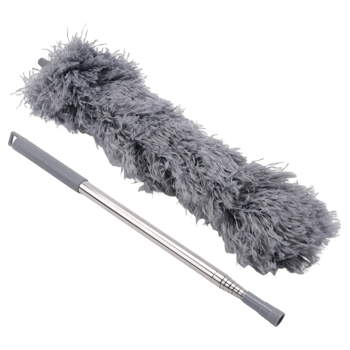 Fiber Gutter Cleaning Brush with 8.2Ft Foldable Telescopic Pole, Easy Leaf Removal Tool for Roofing Guards, Grey Set