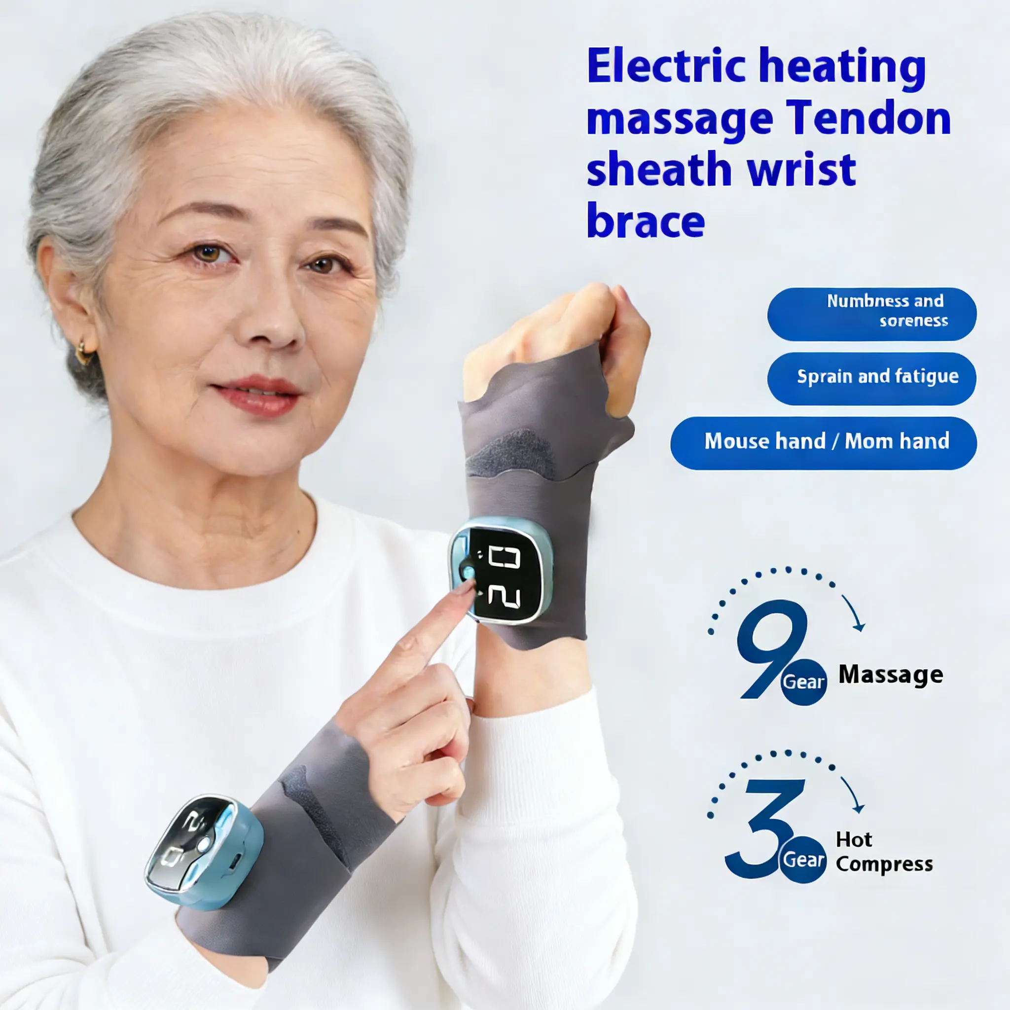 Upgraded Hand Massager with Heat | 5 Modes 9 Levels Adjustable for Hand & Wrist Pain Relief | Portable Hand Relaxation Massage Tool Ideal Gift for Mom
