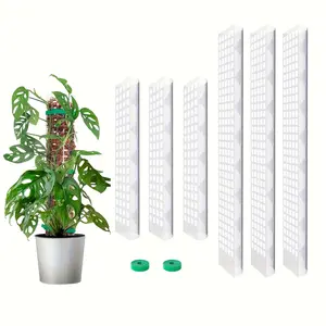 6-Pack Plastic Moss Stakes, 3x15 Inch & 3x24 Inch Versatile Sizes Plant Support Rods, Self-Watering Moss Stakes for Bamboo Plants, Stackable Design Climbing Plant Supports
