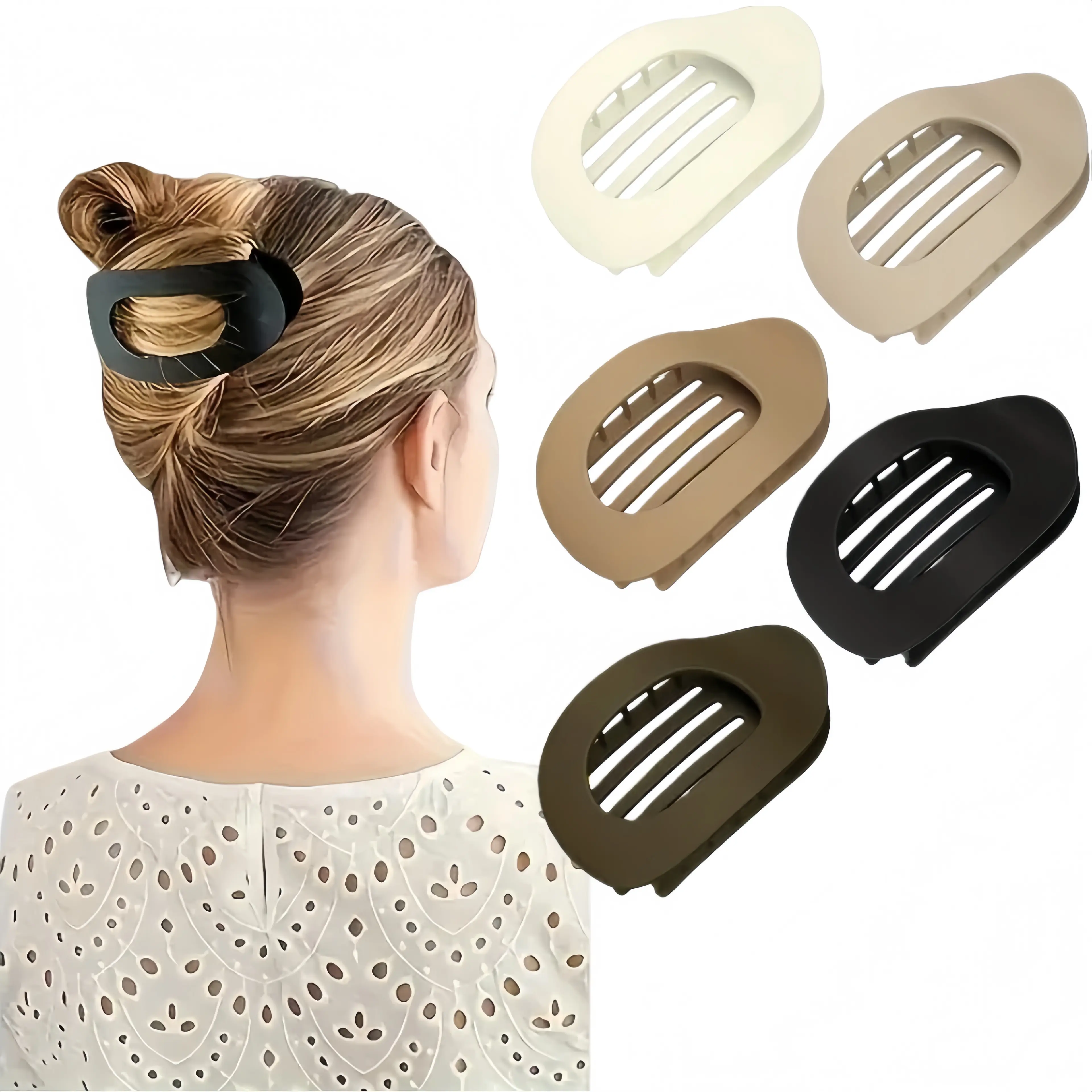 5-Piece Matte Hair Clips Set, Solid Color Synthetic Fashion Hair Accessories for Women & Men, Barrette Pins for Updos, Hair Pin Set