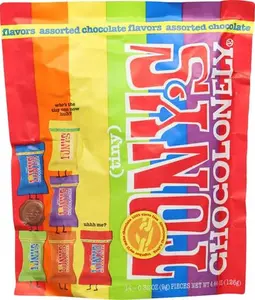 Tony's Chocolonely Assorted Milk Chocoloate Pieces - Belgium Chocolate, Fairtrade & B Corp Certified - 4.44 OZ (1 Pouch), (Pack of 2)