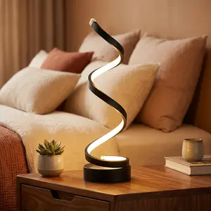 Spiral LED Table Lamp, Flexible Bendable Snake Night Light USB Plug, Dimmable 3 Color Temperature Mood Lighting for Bedroom Bedside Desk Living Room Decor
