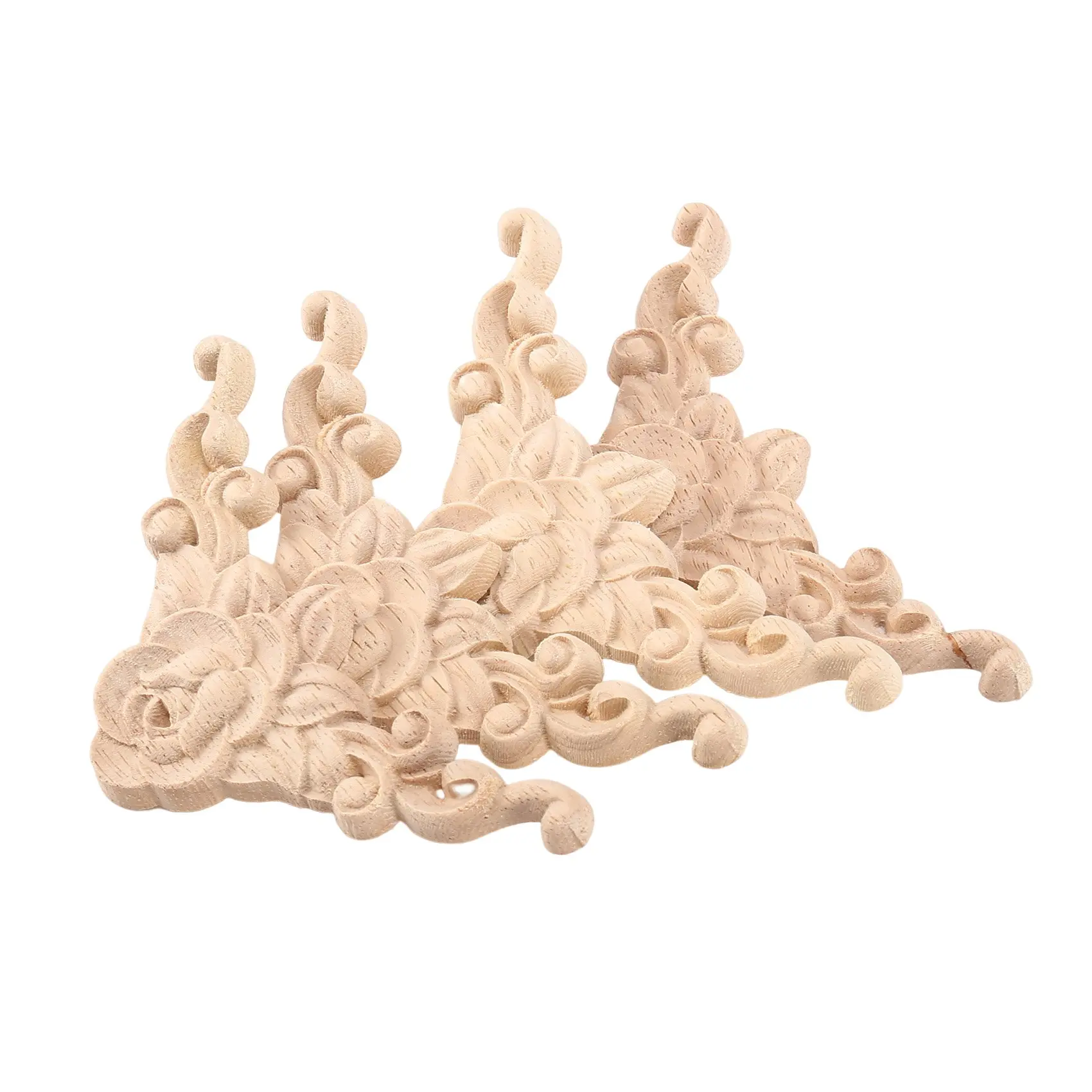 4-Pack European Wood Onlay Appliques, Carved Rose Pattern Corner Pieces for DIY Room Accents to Create Beautiful and Elegant Designs, 8x8cm, Decoration, Diy Crafts, Room Decorations, Home Decoration