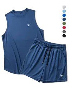 Two-Piece Set Men's Solid Color Tank Top & Shorts Set, Breathable Quick Drying Sports Set, Men's Sportswear Set for Gym Workout Running Basketball, Gym Workout Clothes, Sporty Breathable Outfits, Workout Sets