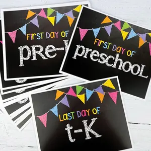First & Last Day of School Signs | Photo Prop Deck for 17 Grades (including T-K) | 4 Design Options