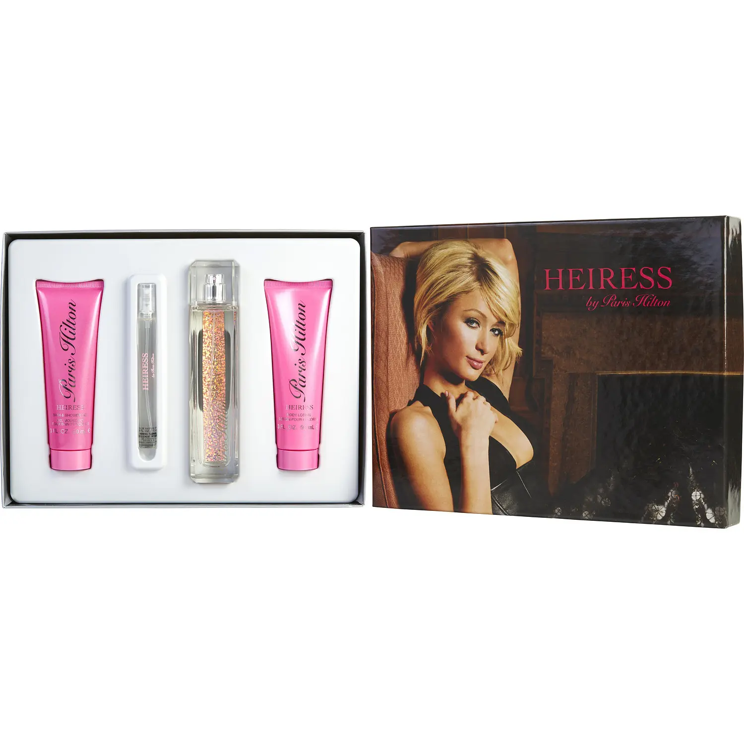 Heiress Paris Hilton Set-Eau De Parfum Spray 3.4 Oz & Body Lotion 3 Oz & Shower Gel 3 Oz & Eau De Parfum Spray 0.34 Oz For Women