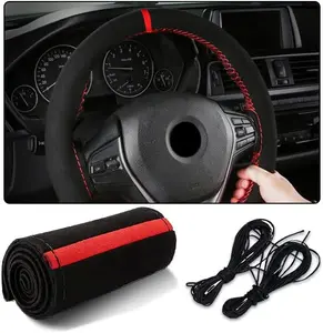 Steering Wheel Cover, 15 Inch Durable  Stitch On Wrap Steering Wheel Protector for Women Men, Universal Auto Interior Accessories Suitable for  Models