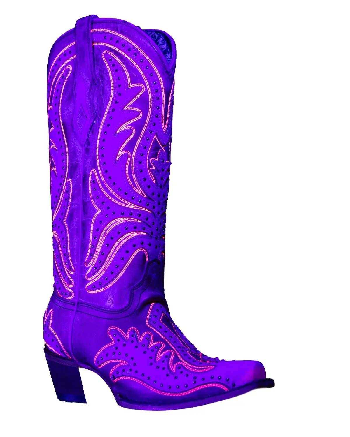 Corral Women's Women'S Studded Neon Blacklight Western Boot Snip Toe - C3970