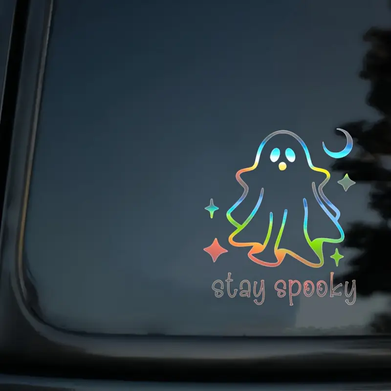 Don't Be Afraid of Ghost Vinyl Stickers: Self-adhesive, Semi Matte Halloween Stickers, Car Decorative Sticker, Automotive Decoration, Suitable for Cars, Car Vehicle Decoration, Side Decals, Car Decals, Laptops, Water Bottles - Disposable, Irregular Shape