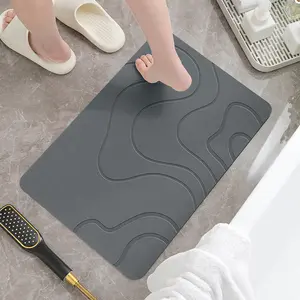 1pc Diatomaceous Earth Absorbent Bath Mat, Quick-Dry Floor Mat for Bathroom, Home Decor, Suitable for Entryway, Shower Room, Sink Area, Absorbent Foot Mat