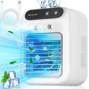 【SummerVibes】 2026 NEW Portable Air Cooler,3-in-1 Cooling Fan with 2 Mist Speeds – Personal Evaporative Cooler for Bedroom, Office & Camping, 1800mAh Battery & 500ml Tank Portable Air Conditioner fathersdaygiftideas