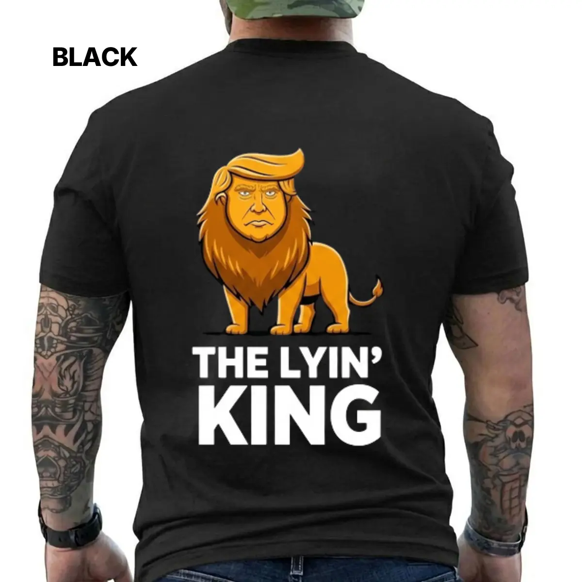 President Trump Mocking The Lyin' King Lightweight Cotton T-Shirt, Funny Parody Trump Graphic Tee, Democrat Shirt, Liberal Tee, Casual Wear, Unisex Streetwear Style, Short Sleeve Printed Graphic Shirt, Daily Casual Cotton Menswear