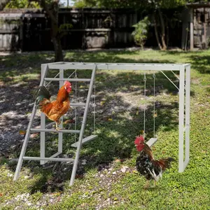 Heavy-duty Pet Ladder with Railing for Chicken Coop - Multi-level Passages for Chickens Cats Rabbits & Birds - Backyard Poultry Fence Aviary Cat Play Area Gray Animal Ladder with Swing