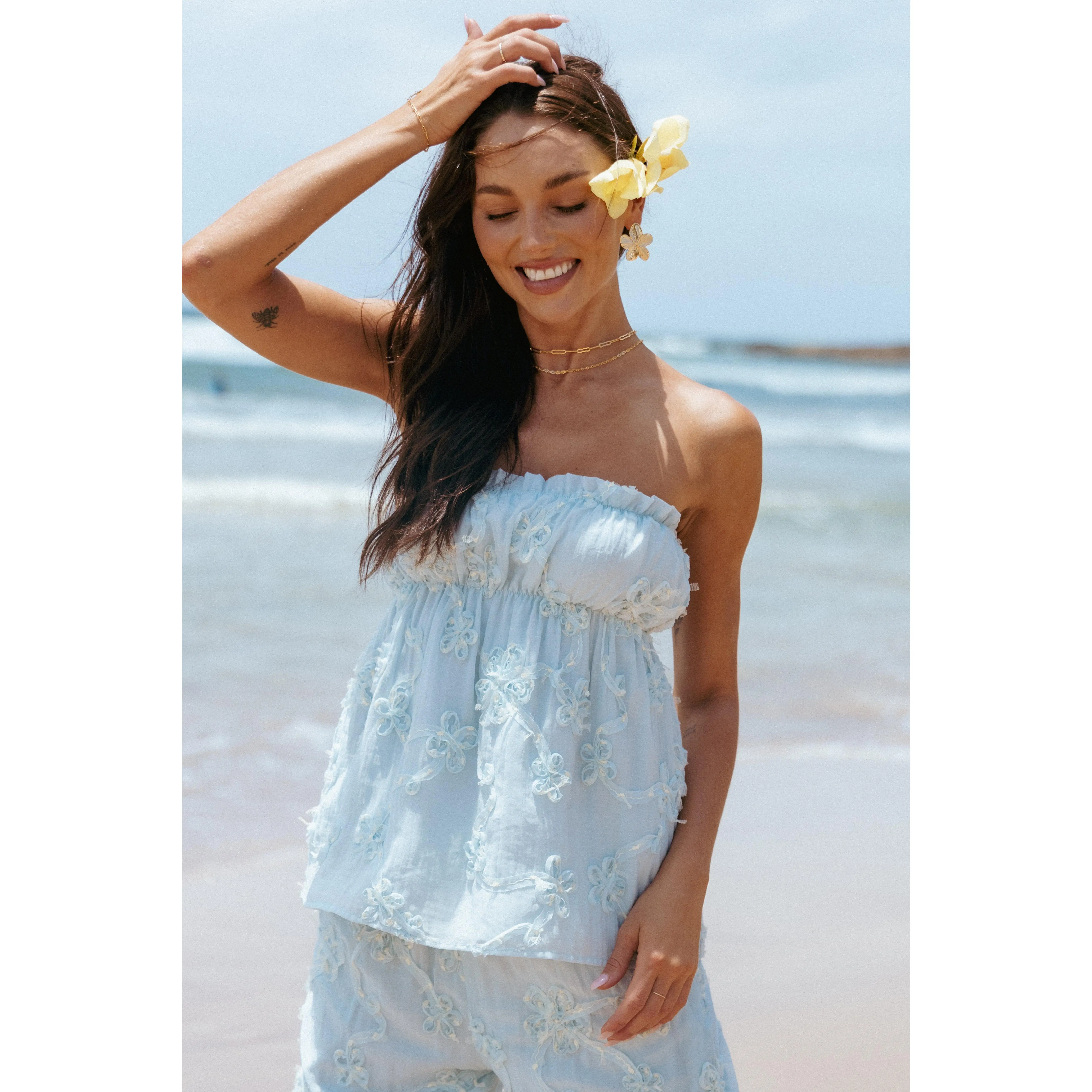 Robin Strapless Top - Pale Blue