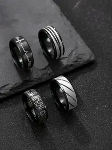 Men's Fashion Titanium Steel Stacking Ring Set, Couple Rings for Friends, Elegant Jewelry Accessories, Perfect for Daily Wear & Special Occasions