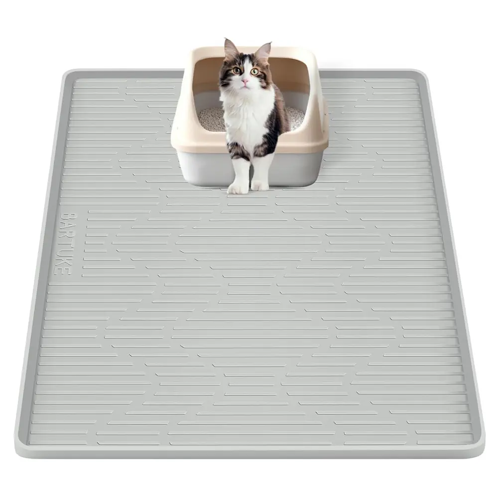 Silicone Cat Litter Mat, Large Cat Litter Box Mat Litter Trapping Mat for Scatter Control, Waterproof, Soft on Kitty Paws, Clean Floor