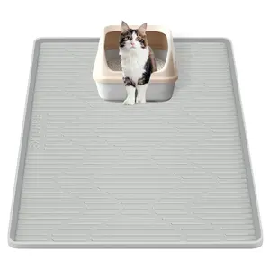 Silicone Cat Litter Mat, Large Cat Litter Box Mat Litter Trapping Mat for Scatter Control, Waterproof, Soft on Kitty Paws, Clean Floor