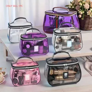 High-Value Transparent Large Capacity Waterproof Travel Makeup Storage Bag, Portable Washable Cosmetic Organizer for Outdoors & Daily Use, Transparent Vanity Bag