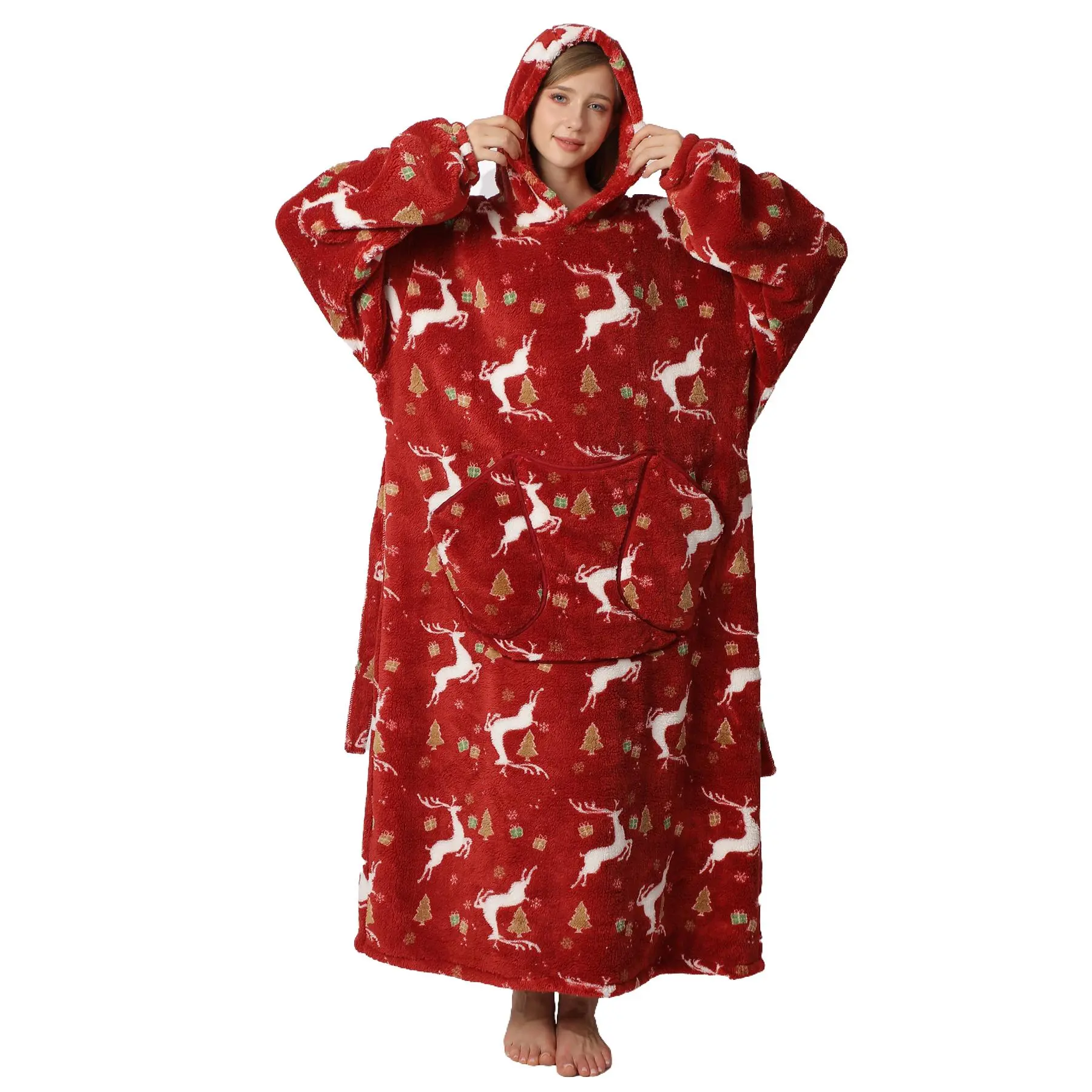 Oversized Blanket Hoodie, Women's Ultra Soft Sherpa Fleece Warm Oversized Hooded Wearable Blanket With Giant Pockets, One Size Fits All Women Men, Cozy Hooded Blanket, Christmas Gift  Valentine's Day gift