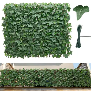 VEVOR Expandable Fence Privacy Screen, 25 x 126 in Expand Artificial Plant Wall, Realistic Artificial Ivy Panel with 50 Zip Ties, Decorative Faux Greenery Backdrop Hedges for Balcony Patio Outdoor