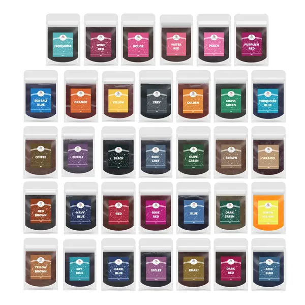 34 color permanent fabric dye powder set - tie dye set, each weighing 10 grams, suitable for clothing, yarn, silk, and wax printing - non-toxic, easy to mix DIY handmade dyes, suitable for T-shirts, blankets, scarves - multifunctional textile coloring