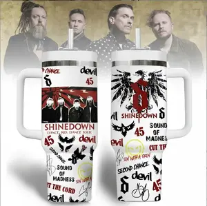 Retro Shinedown Music Custom Cup 40 oz 20 oz Tumbler With Handle, Rock Fans Tumbler Cup, ShineDown Merch