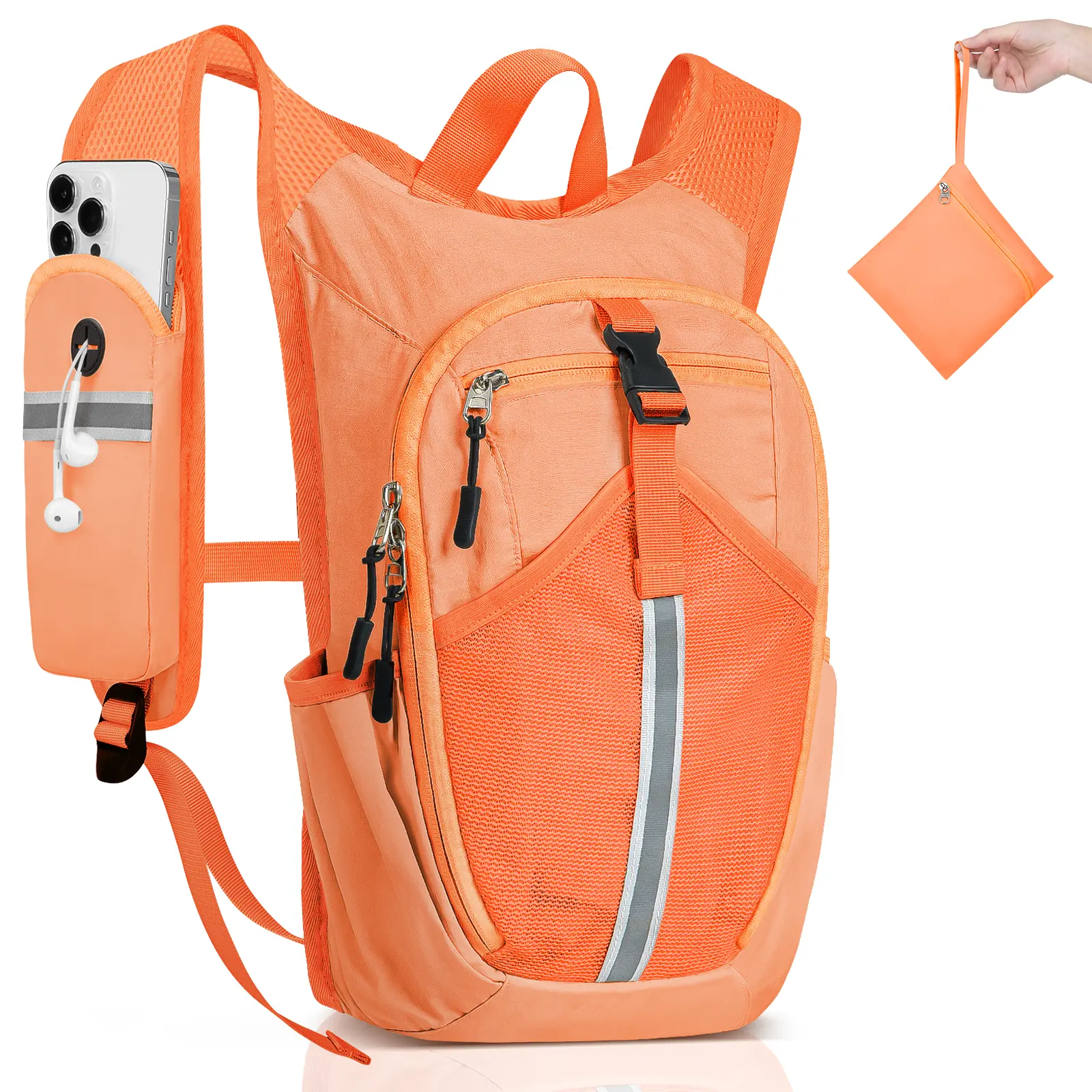 Lightbiz 15L Lightweight Packable Hiking Backpack - Foldable Waterproof Rucksack with Hydration Bladder Compartment, Adjustable Strap, Adjustable Chest, Reflective Strips, Foldable Pouch, for Outdoor Camping, Running/Cycling, Outdoor Cycling Accessories