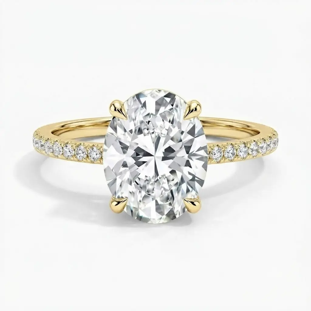 [EVA Jewelry] Oval Cut 3CT 925 Sterling Silver Synthetic Moissanite Ring