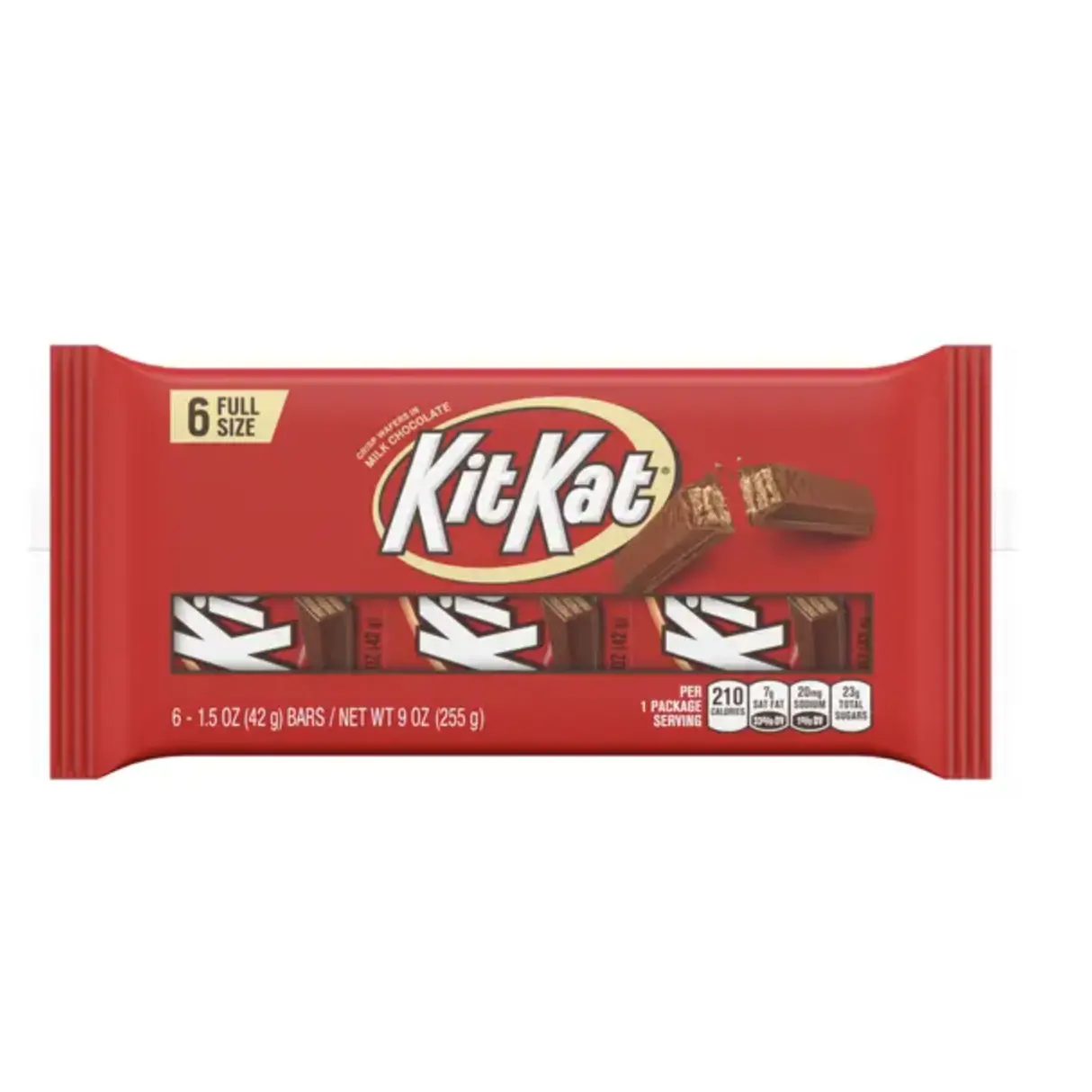 KitKat 6 Full Size Bars 1.5 oz Each 9 oz Total Net Weight Milk Chocolate Treats