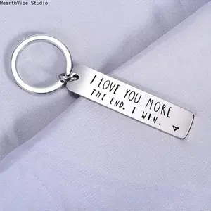 Creative Slogan Metal Keychain, Stainless Steel Key Ring with Long Bar Pendant for Car Keys, Cute Fashion Accessory for Men and Women, Perfect Valentine's Day Gift and Keychain for Bags
