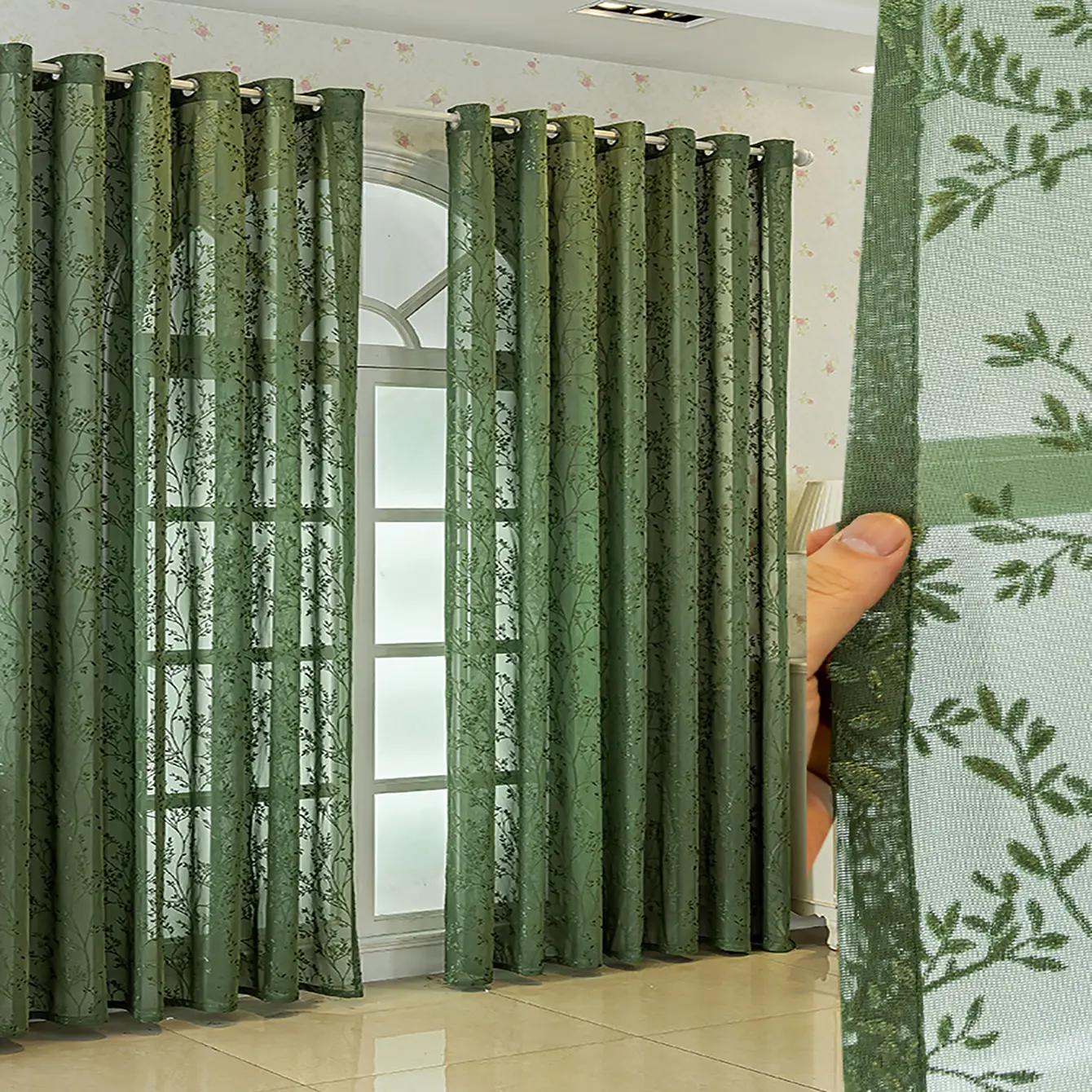 American Luxury Embroidered Vintage Window Curtain, Curtain Replacement, Room Decor Curtain, Home Decoration Curtain, Light Blocking Sun Protection Drapes for Living Room Bedroom Balcony, Korean Style, Home Decorative Curtain, Ready Made Curtains