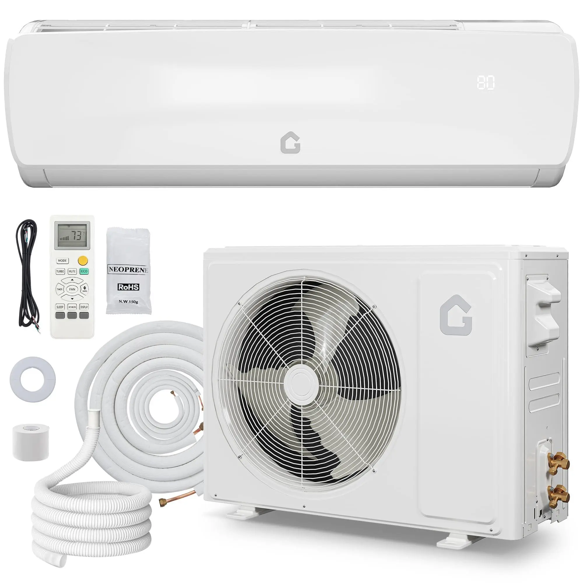 Gaomon Ductless Mini Split Inverter Aircon - 12000 BTU, 19 SEER2, 115V Energy Saving AC Heat Pump with All-Weather Performance, Auto Cleaning, Precharged Condenser, Complete Kit for 750 Sq.Ft Spaces, Bedrooms