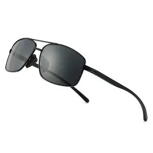 【SummerVibes】SUNGAIT Ultra Lightweight Rectangle Sunglasses for Men Polarized TAC Lens UV400 Protection Metal Frame Flexible Spring Hinge Classic Square Luxury Shades